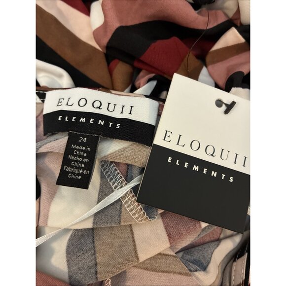 Eloquii Elements Womens Size 24 Dress Striped Wrap V Neck Tie Waist Maxi - Picture 5 of 8